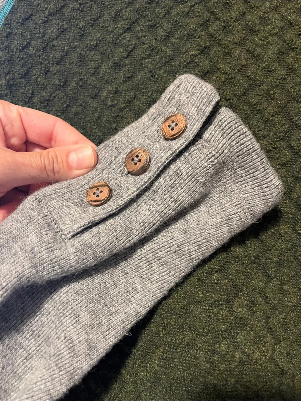 Prana Olive Green & Gray Women's Crewneck Sweater